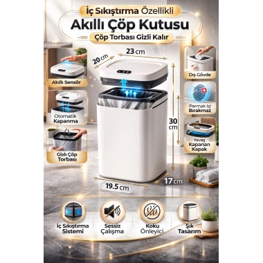Sensörlü Çöp Kovası Otomatik Kapak Temassız