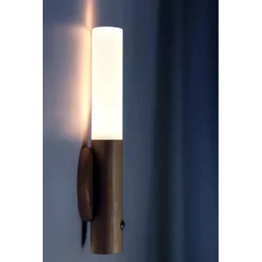 Sensörlü Usb Şarjlı Mıknatıslı Taşınabilir Duvar Aplik Masa Lambası Ahşap Görünümlü Gün Işığı (5468)