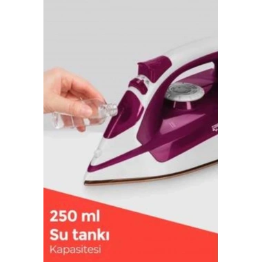 Seramik Tabanlı Kırmızı 2200 Watt Şok Buharlı Ütü
