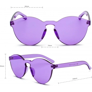 Sert Mika Oval Şekilli Çerçevesiz Mor Gözlük Retro Parti 5x14 Cm