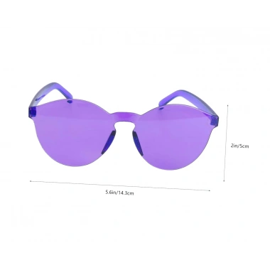 Sert Mika Oval Şekilli Çerçevesiz Mor Gözlük Retro Parti 5x14 Cm