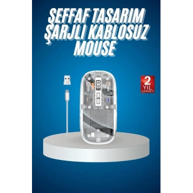 Sessiz Tıklama Çift Modlu Bluetooth Ve Alıcı Şeffaf Mouse Fare