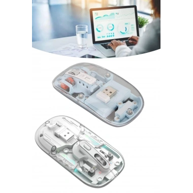 Sessiz Tıklama Çift Modlu Bluetooth Ve Alıcı Şeffaf Mouse Fare