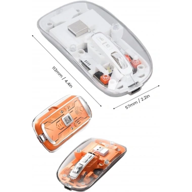 Sessiz Tıklama Çift Modlu Bluetooth Ve Alıcı Şeffaf Mouse Fare