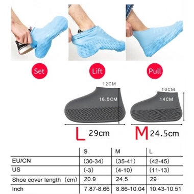 Silikon Ayakkabı Kılıfı Kaymaz Su Kir Geçirmez   M Beden Siyah (5468)