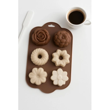 Silikon Kek ve Çikolata Kalıbı 6’lı Krem Renk Pasta Tatlı Muffin Kalıbı