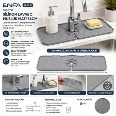 SİLİKON LAVABO MUSLUK MATI 36CM (5468)
