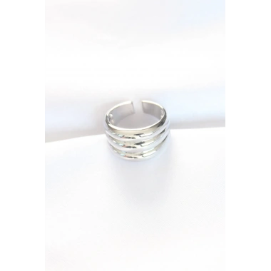 Silver Renk Ayarlanabilir Çizgili Bombe Yüzük