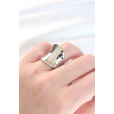 Silver Renk Ayarlanabilir Kavisli Ayna Yüzük