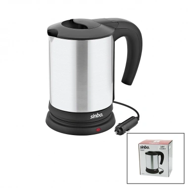 SİNBO SK-8034 24V ARAÇ İÇİ KETTLE PASLANMAZ ÇELİK SU ISITICISI 0.8LT  200W  ÇAKMAKLIK FİŞLİ  PLASTİK KAPAK - KULP (5468)