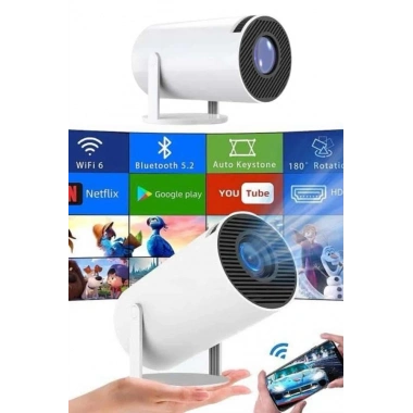 Sinema Projektörü Android HDMI USB WİFİ Ses Çıkışlı Ayaklı Projeksiyon Taşınabilir