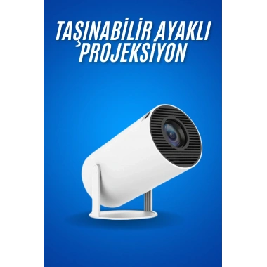 Sinema Projektörü Android HDMI USB WİFİ Ses Çıkışlı Ayaklı Projeksiyon Taşınabilir