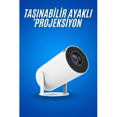 Sinema Projektörü Android HDMI USB WİFİ Ses Çıkışlı Ayaklı Projeksiyon Taşınabilir