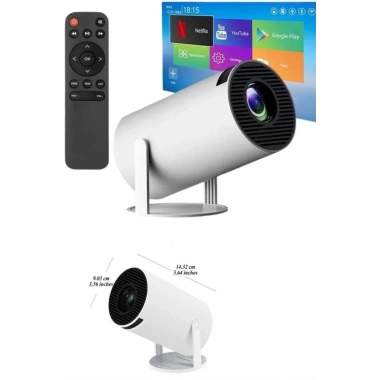 Sinema Projektörü Android HDMI USB WİFİ Ses Çıkışlı Ayaklı Projeksiyon Taşınabilir