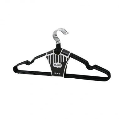 SİYAH 10PCS SİLİKON KAPLAMALI METAL ELBİSE ASKISI (5468)