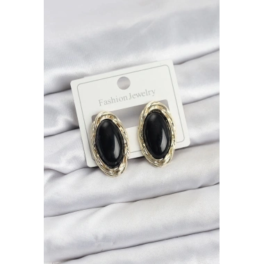 Siyah Badem Model Vintage Kadın Küpe