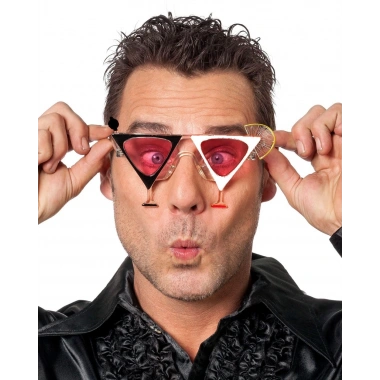 Siyah Beyaz Renk Martini Parti Gözlüğü