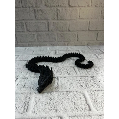 Siyah Hareketli Ejderha Figürü Esnek Gövdeli Dekoratif Tasarım 60 cm