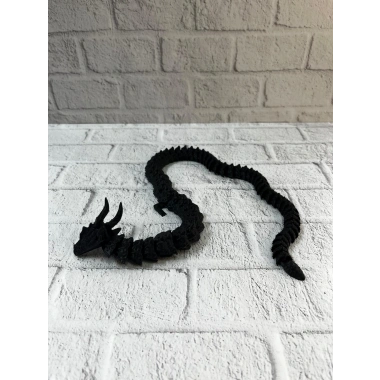 Siyah Hareketli Ejderha Figürü Esnek Gövdeli Dekoratif Tasarım 60 cm