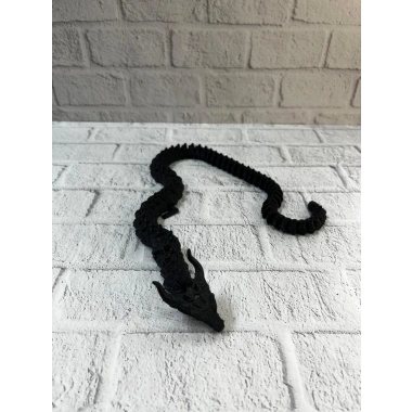 Siyah Hareketli Ejderha Figürü Esnek Gövdeli Dekoratif Tasarım 60 cm