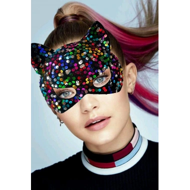 Siyah Kadife Payetli Parti Maskesi