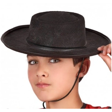 Siyah Renk Keçe Flamenko Şapkası Çocuk Boy