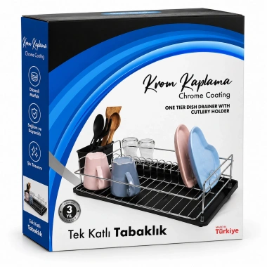 SİYAH TEK KATLI TABAKLIK - BULAŞIKLIK (5468)