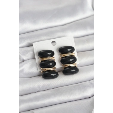 Siyah Vintage Model Gold Renk Kadın Küpe
