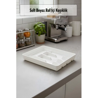 Soft Beyaz Akrilik Raf İçi Kaşıklık 26,5×34,5×4,5 cm