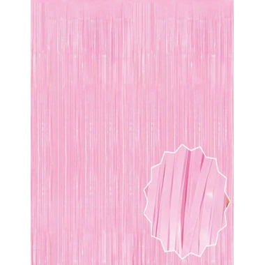 Soft Pembe Püsküllü Kapı Perdesi - Parti, Baby Shower, Cinsiyet Partisi 1x2 M