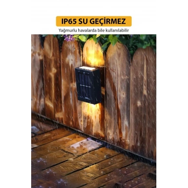 Solar Çift Taraflı Duvar Lambası Güneş Enerjili Aydınlatma Dekorasyon Aplik Işık 2 Li (5468)
