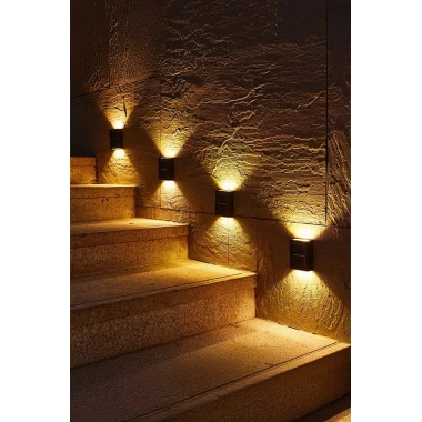 Solar Çift Taraflı Duvar Lambası Güneş Enerjili Aydınlatma Dekorasyon Aplik Işık 2 Li (5468)