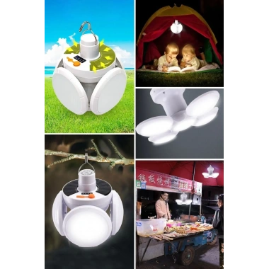 Solar Güneş Enerji Ve Usb Sarjlı 5 Kanatlı Led Lamba (5468)