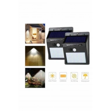 Solar Sensörlü Duvar Lambası Bahçe Lamba 20 Led Işık