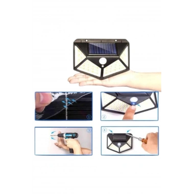 Solar Sensörlü Duvar Lambası Bahçe Lambaso Parlak Beyaz Işık Suya Dayanıklı