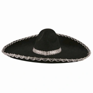 Sombrero Meksika Şapkası Mariachi Gümüş Şeritli Yetişkin Boy