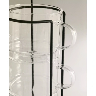 Standlı Borosilikat 4lü Fincan Seti