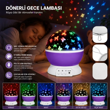STAR MASTER PİLLİ DÖNERLİ GECE LAMBASI (5468)