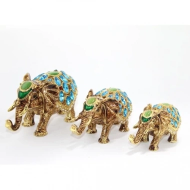 Swarovski Taşlı 3lü Fil Figürü Model 2