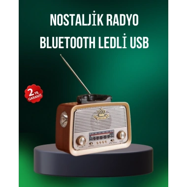Taşınabilir Nostalji Radyo Bluetooth USB AUX Girişli