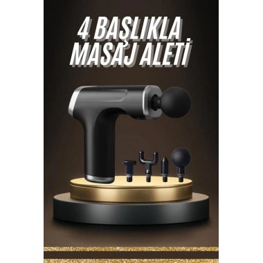 Taşınabilir Şarjlı Masaj Tabancası 4 Başlıklı Kas Rahatlatıcı Masaj Aleti
