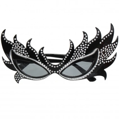Taşlı Göz Kamaştıran Gecenin Yıldızı Siyah Parti Alev Gözlük