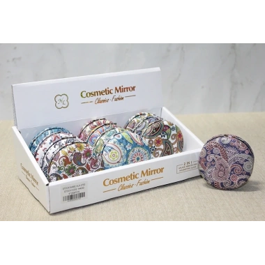 Taşlı Yuvarlak El Aynası Kalın Model 2