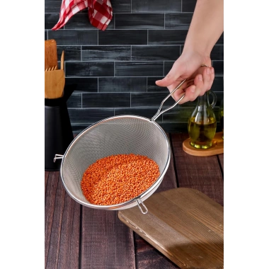 Tencereye Takılan 22 Cm Lüks Orta Boy Çelik Tel Süzgeç & Kevgir