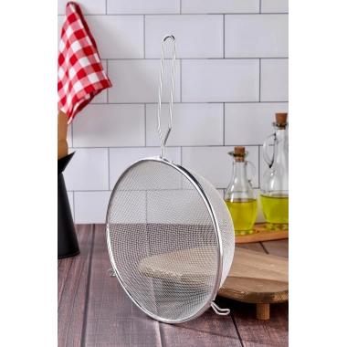 Tencereye Takılan 22 Cm Lüks Orta Boy Çelik Tel Süzgeç & Kevgir