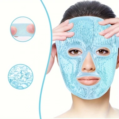 Terapi Jel Yüz Maskesi Soğuk Ve Sıcak Boncuklu Ayarlanabilir Maske (Mavi)