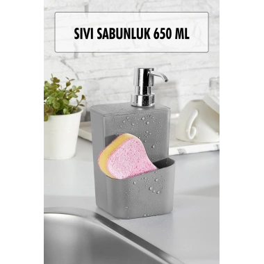 Tezgah Üstü Açık Gri Sabunluk & Süngerlik & Organizer