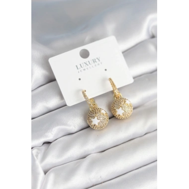 Top Yıldız Model Zirkon Taşlı Kadın Küpe