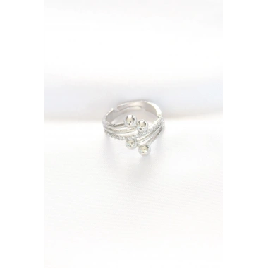 Topçuk Model Zirkon Taşlı Silver Renk Ayarlanabilir Yüzük