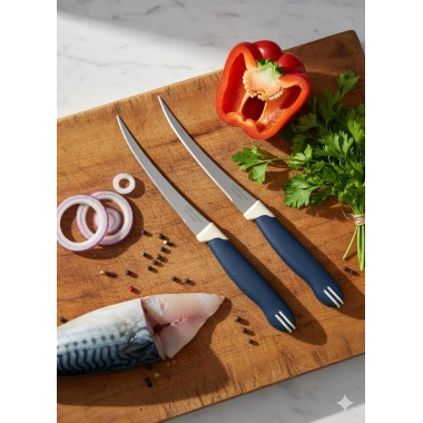 Tramontina 2’li Uzun Kıvrık Bıçak Seti Paslanmaz Çelik Lacivert